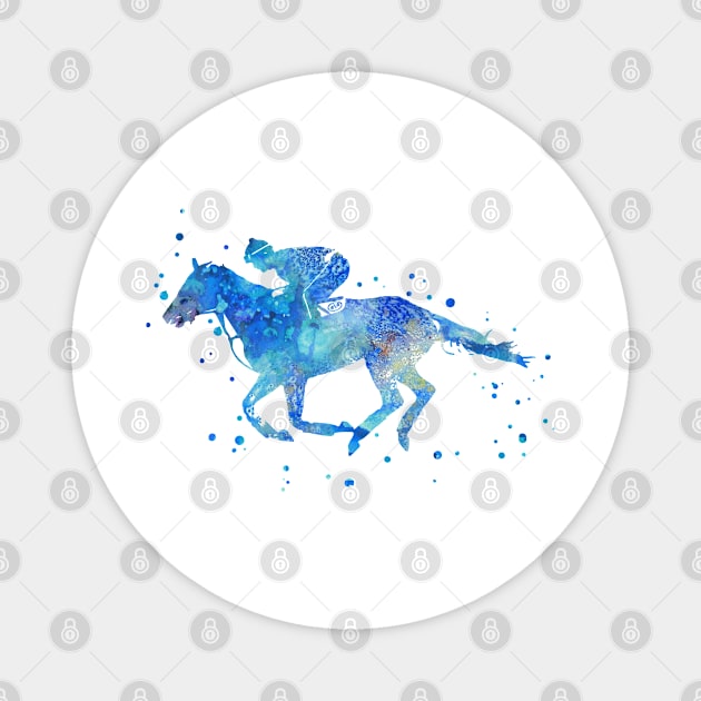 Horse racing Magnet by RosaliArt